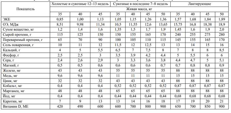 Рацион кормления